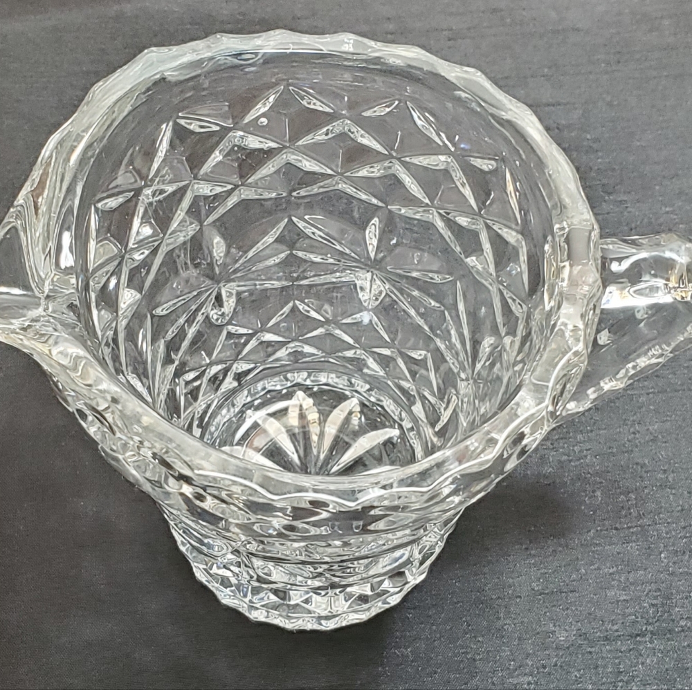 Vintage Diamond Cut Depression Glass Creamer - Picture 3 of 5